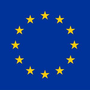 Image of the European Union (EU) flag. The flag consists of twelve gold stars in a circle on a blue background.
